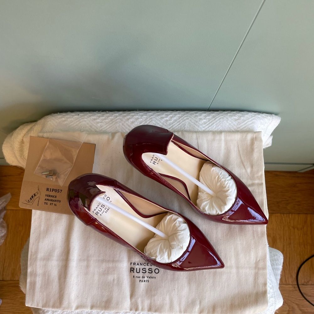Nwob Francesco Russo R1p057 Vernice Amaranto (Red Patent Leather) Pump Sz 37.5 — image 6 of 8